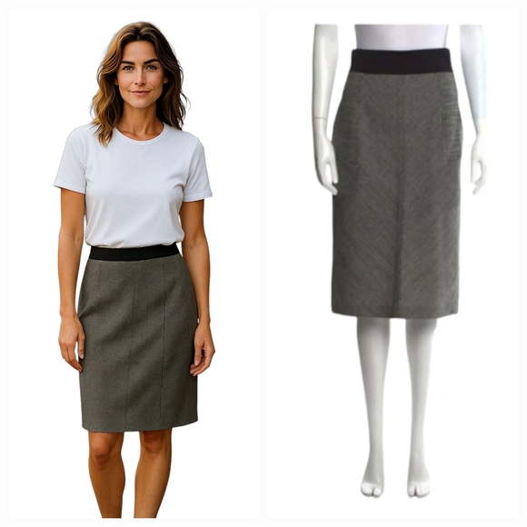 Diane Von Furstenberg Wool Houndstooth Adame Skirt in Black Size 0 - Picture 1 of 9